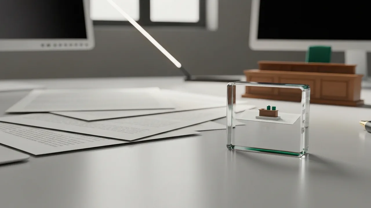 Eine junge Hand hält ein Smartphone, dessen Bildschirm ein verzerrtes, besorgtes Gesicht im Schatten reflektiert, symbolisierend die Risiken von KI für Kinder.