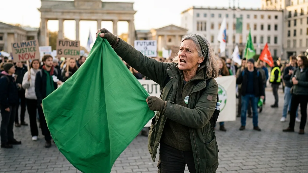 Eine Hand hält ein offizielles Gerichtsdokument vor dem Hintergrund einer rauchenden, industriellen Gaskraftanlage, die auf einen Konflikt zwischen Recht und Industrie hindeutet.